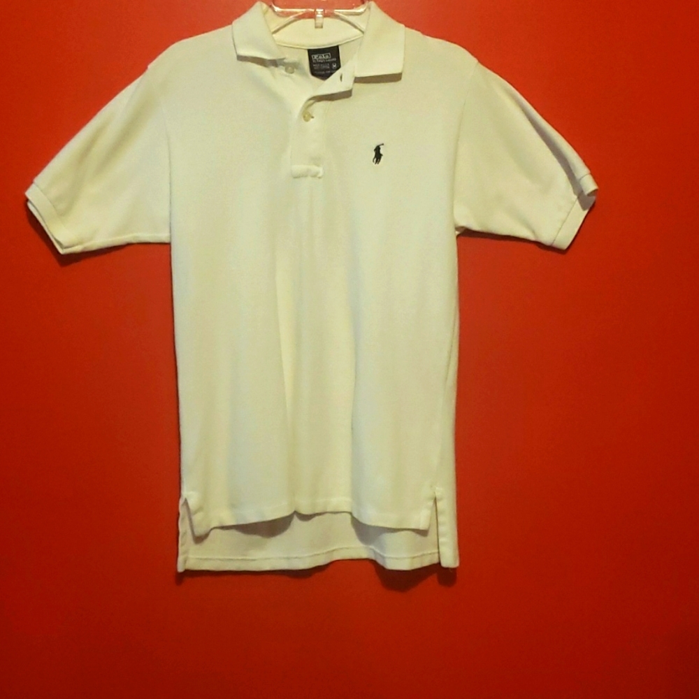 Polo By Ralph Lauren Youth's Collared White Polo Shirt with Horse Insignia